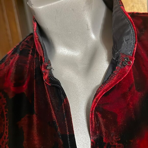 90s Scarlett Red and Black Velvet Dress - Picture 3 of 6